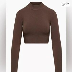Aritzia Babaton Sculpt Knit Level Turtleneck in Rich Mocha Brown - Size XXS